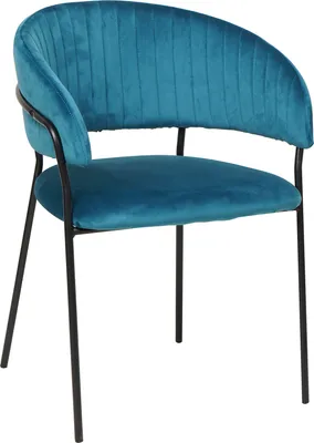 Produktbild von SalesFever Stuhl | Stoffbezug in Samt-Optik | Gestell Metall | Rückensteppung | B 55 x T 50 x H 80 cm | türkis – schwarz matt