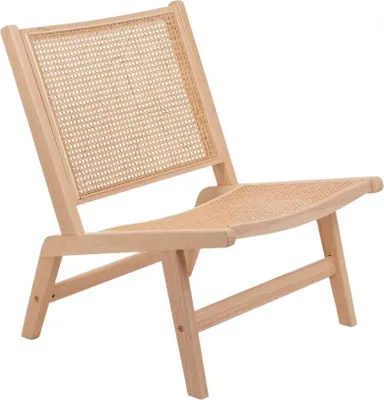 A single rattan armchair is shown against a white background.
