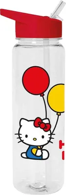 Image de Hello Kitty - Ballons Bouteille d'eau, plastique PM12217 (24 cm x 7 cm x 7 cm) (Transparent/Rouge/Jaune)