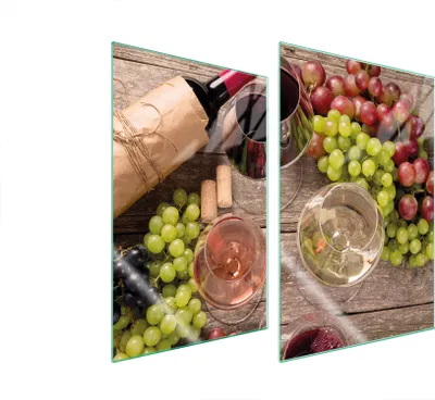 Image de Plaques de recouvrement pour cuisinière 2 pièces 35x52 Couverture de plaque vitrocéramique verre Planche à découper vin bois