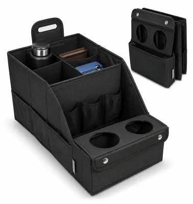 Produktbild von Auto Sitz Organizer Klappbar mit 2 Becherhaltern Schwarz 42x23x21cm