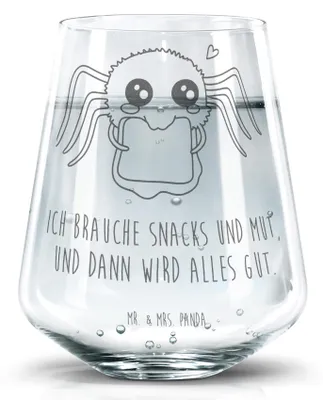 Produktbild von Mr. & Mrs. Panda Glas Spinne Agathe Sandwich - Transparent - Geschenk, Alles Wird gut, Becherglas, Glück, Trinkglas, Lebensfreude, Mut, Tumbler, Wasserglas, Hungrig