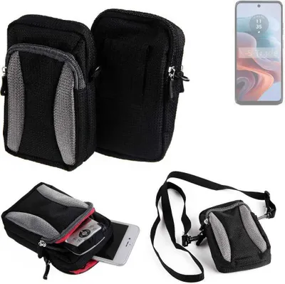Produktbild von K-S-Trade Holster Schutz Hülle kompatibel mit Motorola G34 5G Handy Hülle Gürteltasche Umhängetasche mit Zusatzfach schwarz