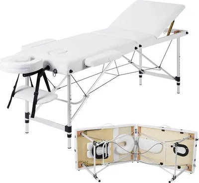 Image de Table de massage - Réglable - Pliable - Blanche - pour les soins de beauté