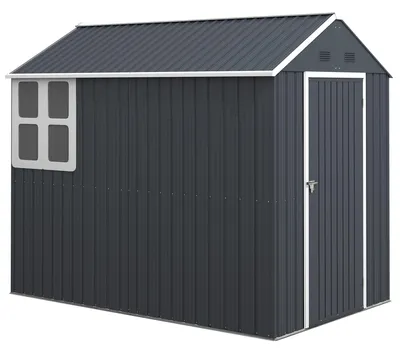 Image de Abri de jardin en acier de 4 m² avec fenêtre, verrouillable, gris foncé
