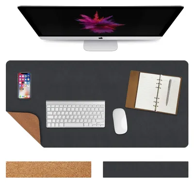 Image de Vicloon, tapis de bureau double face, 90 x 43 cm, tapis de table pour ordinateur portable - noir