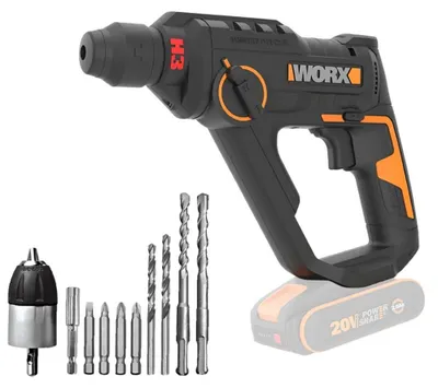 Produktbild von Worx Akku-Bohrhammer WX391.9 mit Zubehör ohne Akku