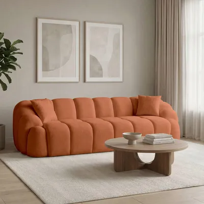 Productafbeelding van Hanah Home, bank voor 4 personen, terracotta kleur, 268 cm | 100% polyester