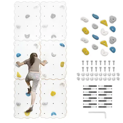 Produktbild von MAMOI® Indoor-Kletterwand mit Griffen, 4 Module, moderne Kletterwand für das Zimmer, weiße Holzwerkstoffplatte, Kletterset zur Montage, 100% ECO