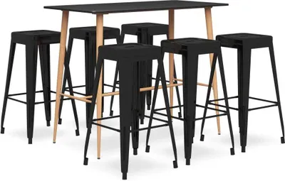 Zdjęcie produktu dla Maison Exclusive - 7-częściowy zestaw mebli barowych, czarny