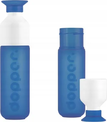 Zdjęcie produktu dla Butelka na wodę Dopper Pacific Blue 450 ml z kubkiem