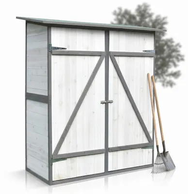 Image de Mucola Abri de jardin Armoire à outils XXL en bois Abri de jardin Rangement maison - Blanc/Gris