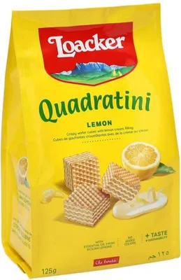 Produktbild von Loacker Quadratini Lemon feine Waffeln mit Zitronengeschmack 125g