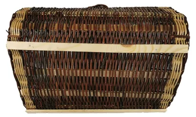 Produktbild von Holzkorb aus Weide mit Jute Dunkelbraun 50x30x44 cm