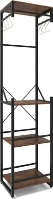 Produktbild von Freistehende Garderobe mit Ablagen und Haken, Braun