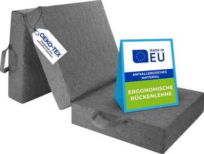 Obrázok produktu pre Vankúše24 - Skladací matrac 195x120x15 cm so snímateľným poťahom a držadlami na prenášanie | skladací matrac pre hostí, deti alebo na cesty | sivé piky