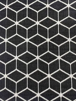 Produktbild von Teppich Rauten Muster In- und Outdoor Tauglich Robuster Flachgewebe 100% Polypropylen Schwarz, Maße:60x100 cm