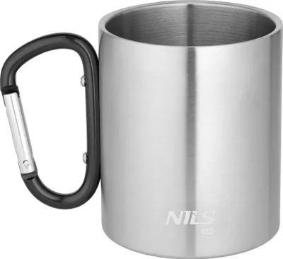 Produktbild von NC17110 Campingbecher mit Karabiner 330 ml Edelstahl Schwarz Nils Camp