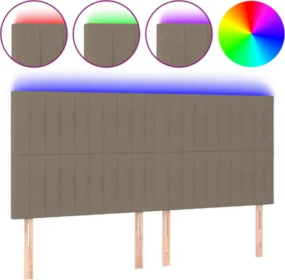 Produktbild von vidaXL LED Kopfteil Taupe 200x5x118/128 cm Stoff