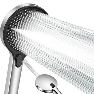 Produktbild von Duschkopf Groß Φ140mm mit 3+1 Strahlarten, Wassersparender Hochdruck Sparduschkopf mit Druckerhöhender Technologie 6,9 L/min, Antikalk Silikondüsen, Chrom
