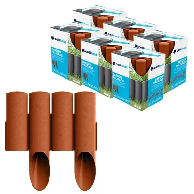 Produktbild von Cellfast-Gartenzaun Holzoptik frostbeständig Länge 13,8 m ziegelrot 34-043