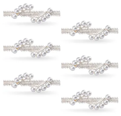 6 Paar Mantelschlösser mit Perlen & Strass, 6,48 x 1,8 cm