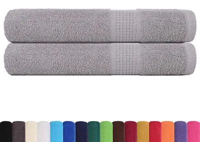 Image de vidaXL Serviettes de sauna FROGN, lot de 2, gris, 80 x 200 cm, 360 g/m²