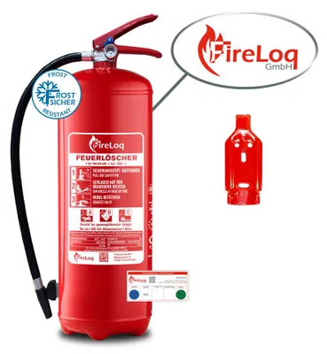 Produktbild von FireLoq 9kg Pulver Feuerlöscher für Brandklasse ABC mit 43A | 233B | C ergibt 12 LE Dauerdruck inkl. Prüfnachweis,Wandhalter und Manomete