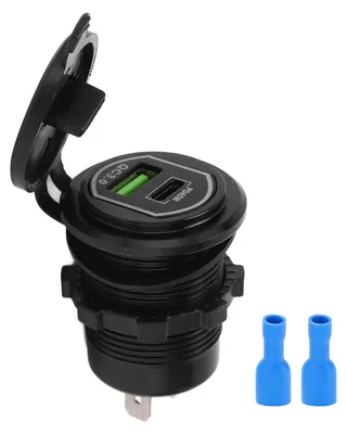 Obrázek produktu pro USB nabíječka do auta, vodotěsná, se dvěma výstupy a funkcí rychlého nabíjení pro 12/24 V