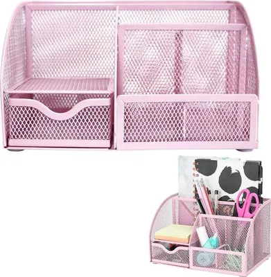 Produktbild von Famanu Büro-Organizer mit 6 Fächern und 1 Schublade - Rosa