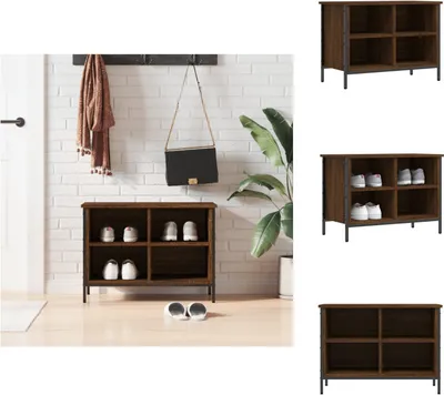Zdjęcie produktu dla vidaXL Stojak na buty brązowy dąb 69x35x50 cm materiał drewnopochodny - Stojaki i szafki na buty
