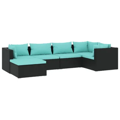 Produktbild von 6-tlg. Garten-Lounge-Set mit Kissen Poly Rattan Schwarz