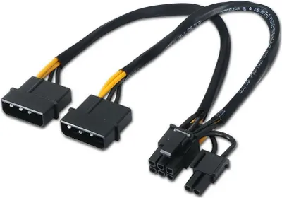 Image de Aisens 2xmolex 4-pin Vers Pci-e 6+2-pin M/m Câble d'alimentation 20 Cm Noir Noir One Size