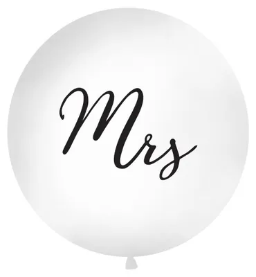 Produktbild von Riesenballon mit Aufdruck Mrs 1m weiß / schwarz