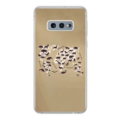 Produktbild von MuchoWow® Handyhülle Schutzhülle Hülle für Samsung Galaxy S10e Weltkarte - Tiere - Braun Silikon Softcase Handy Hülle - Handy