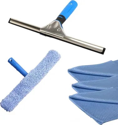 Produktbild von Fensterputzset – 3-teilig – Fensterwischer – Abzieher – Mikrofasertuch – Fensterputzset – Fensterwischer