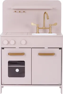 Immagine prodotto di (Magazzino JPN) Bambini Mini cucina giocattolo in legno fabbro con lavello e fornelli e forno e porta magnetica (rosa)
