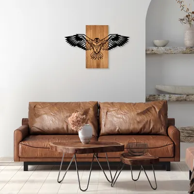 Obrázok produktu pre Wallity, MA-302, Dekoratívny doplnok na stenu z dreva, 50 % DREVO / KOV, orech, 58 x 88 cm