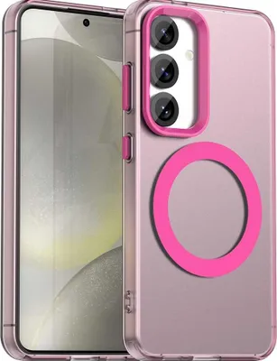 Immagine prodotto di Custodia MagSafe per Samsung Galaxy S25/S24 - Cover posteriore Phonesta HardFrost Semi-Trasparente - Rosa opaco