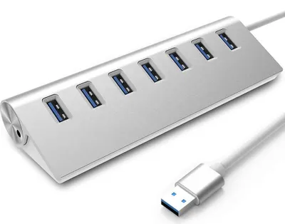 Immagine prodotto di Sdoppiatore Di Porte Per Computer Hub 7 X Usb 3.0, Porta Di Alimentazione Ausiliaria Per Windows, Macos, Linux