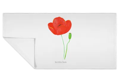 Produktbild von Mr. & Mrs. Panda Handtuch Blume Mohnblume - Weiß - Geschenk, kleines, Händehandtuch, Selbstliebe, Motivation, Flauschtuch, Frotteehandtuch, 50x100, Religion, Mohn, Garten