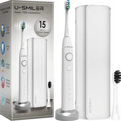 Image de Brosse à dents électrique U-SMILLER Sonic 84 000 oscillations/min + étui et embouts