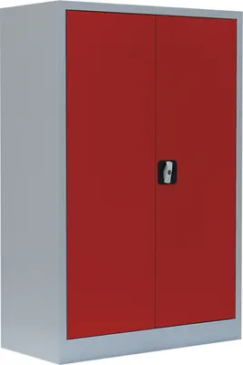 Produktbild von Stahl-Aktenschrank abschließbar Büroschrank Stahlschrank Grau/Rot 120x92x42cm