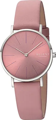 Produktbild von Regent Damenuhr Edelstahl-Armbanduhr Analog Lederarmband rosa D2URBA888