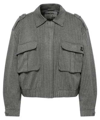 Produktbild von Graue Nadelstreifen Jacke in Oversized Passform mit Sternapplikationen Größe 40