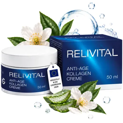 Produktbild von Relivital – Meereskollagen, Elastin & Centella Asiatica – Anti-Age Kollagen Creme mit Acmella Oleracea zur Faltenreduktion – 50 ml (1 Pack)