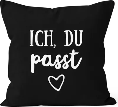 Produktbild von Kissen-Bezug Valentinstag Liebe Ich du passt Kissen-Hülle Deko-Kissen Baumwolle MoonWorks® schwarz 40cm x 40cm