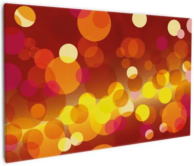 Produktbild von Wallario Premium Leinwandbild Rote  gelbe und orange Kreise - harmonisches Muster in Größe 60 x 90 cm