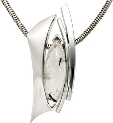 Produktbild von JOBO Anhänger 925 Sterling Silber rhodiniert teilmattiert 1 Turmalinquarz