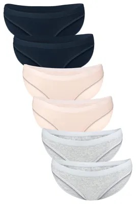 Produktbild von Fabio Farini - 6 Stück Damen Unterhose - Frauen Pantys aus Baumwolle im sportlich modischen Bikini-Style